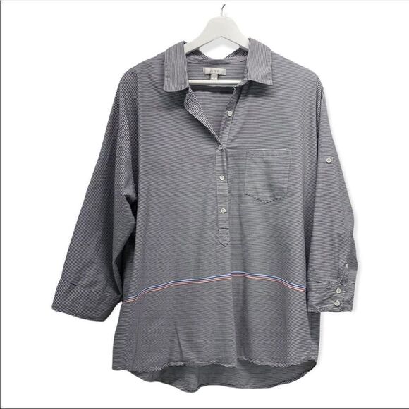 J Crew Women's Boyfriend Popover Stripe Top size 16 - Picture 1 of 7